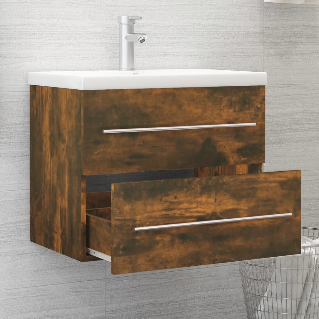 Wastafelkast 60X38,5X48 Cm Bewerkt Hout Kleurig 60 x 38.5 x 48 cm Gerookt eiken