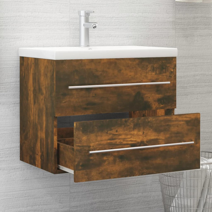 Wastafelkast 60X38,5X48 Cm Bewerkt Hout Kleurig 60 x 38.5 x 48 cm Gerookt eiken