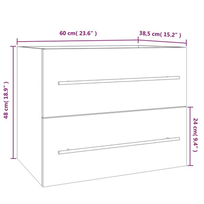Wastafelkast 60X38,5X48 Cm Bewerkt Hout Kleurig 60 x 38.5 x 48 cm Gerookt eiken