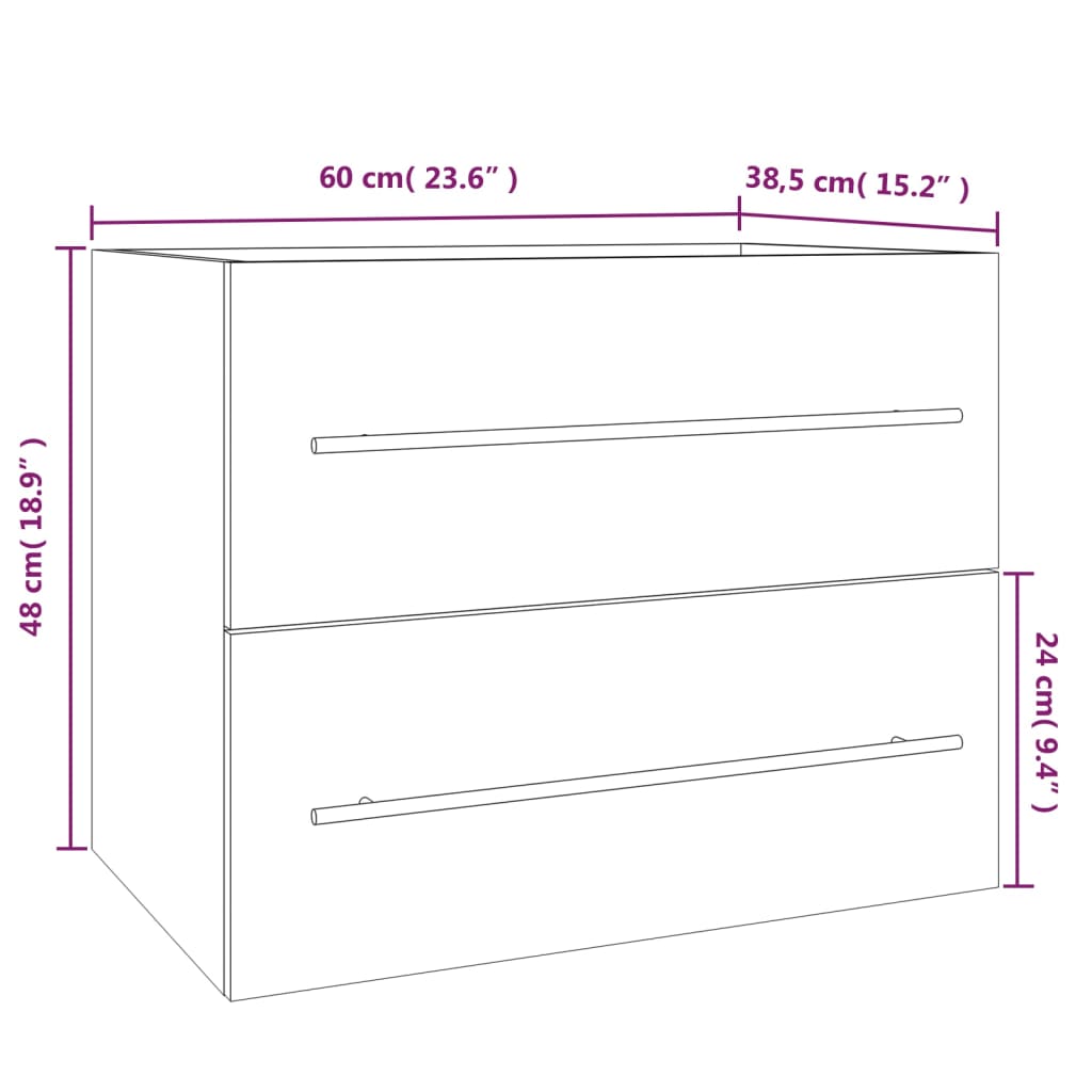Wastafelkast 60X38,5X48 Cm Bewerkt Hout Eikenkleur 60 x 38.5 x 48 cm Grijs sonoma