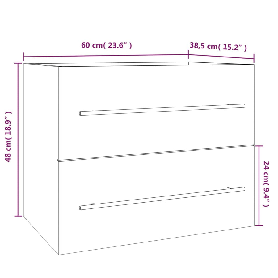 Wastafelkast 60X38,5X48 Cm Bewerkt Hout Eikenkleur 60 x 38.5 x 48 cm Grijs sonoma