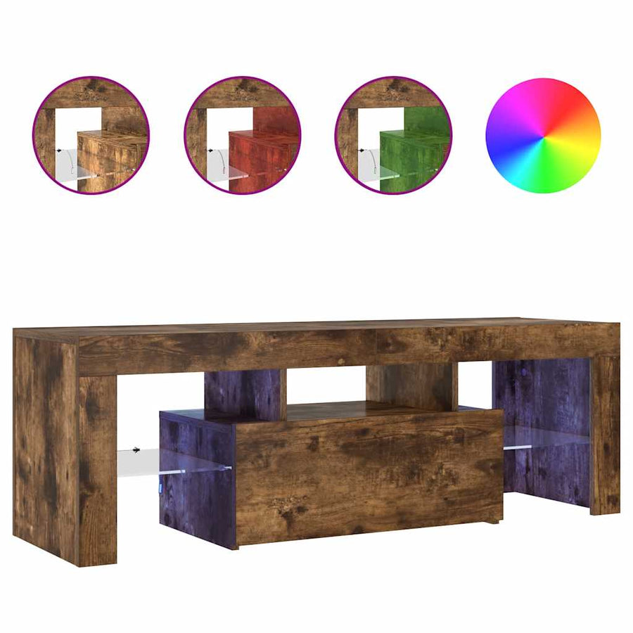 Tv-Meubel Met Led-Verlichting 120X35X40 Cm Gerookt Eikenkleurig