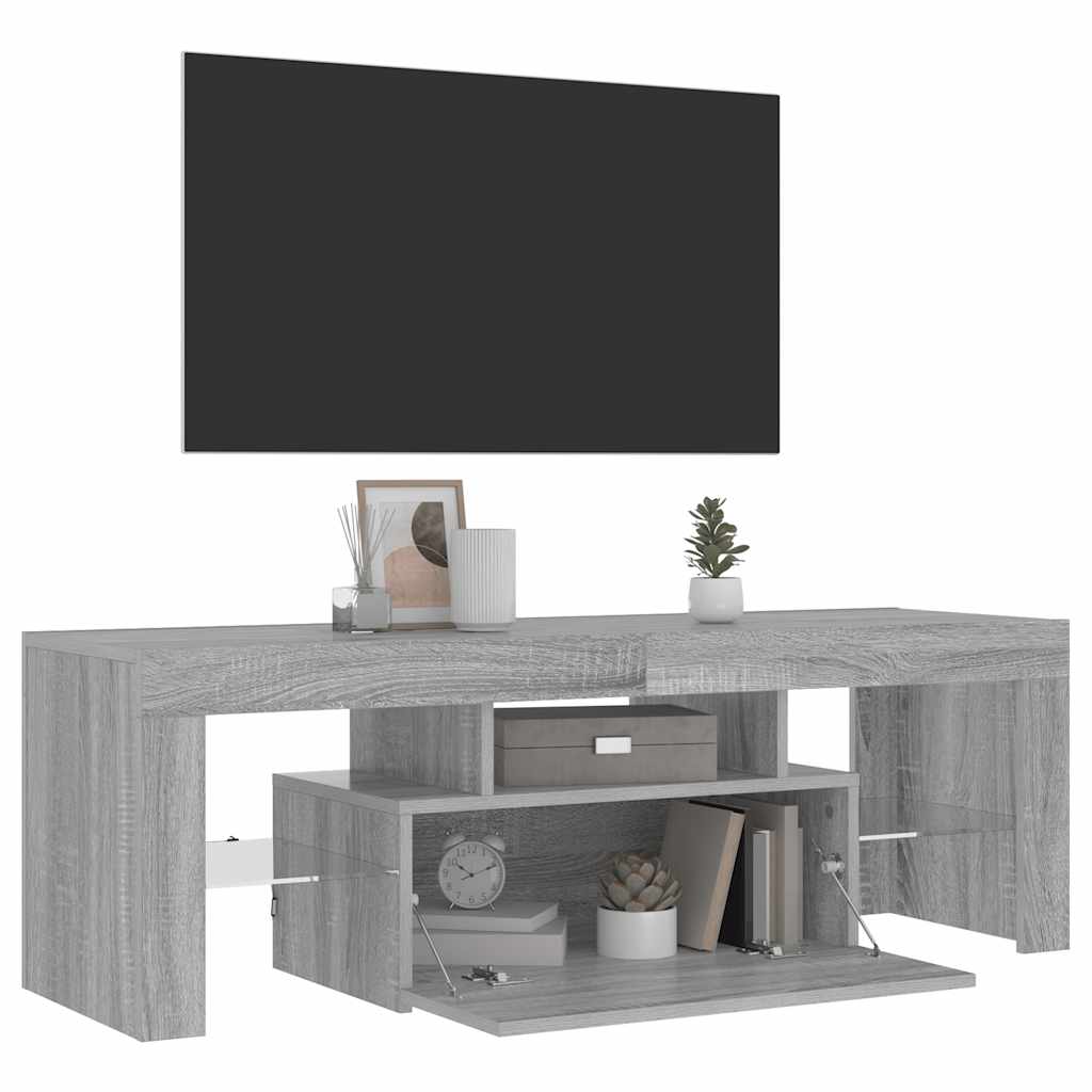 Tv-Meubel Met Led-Verlichting 120X35X40 Cm Grijs Sonoma Eiken