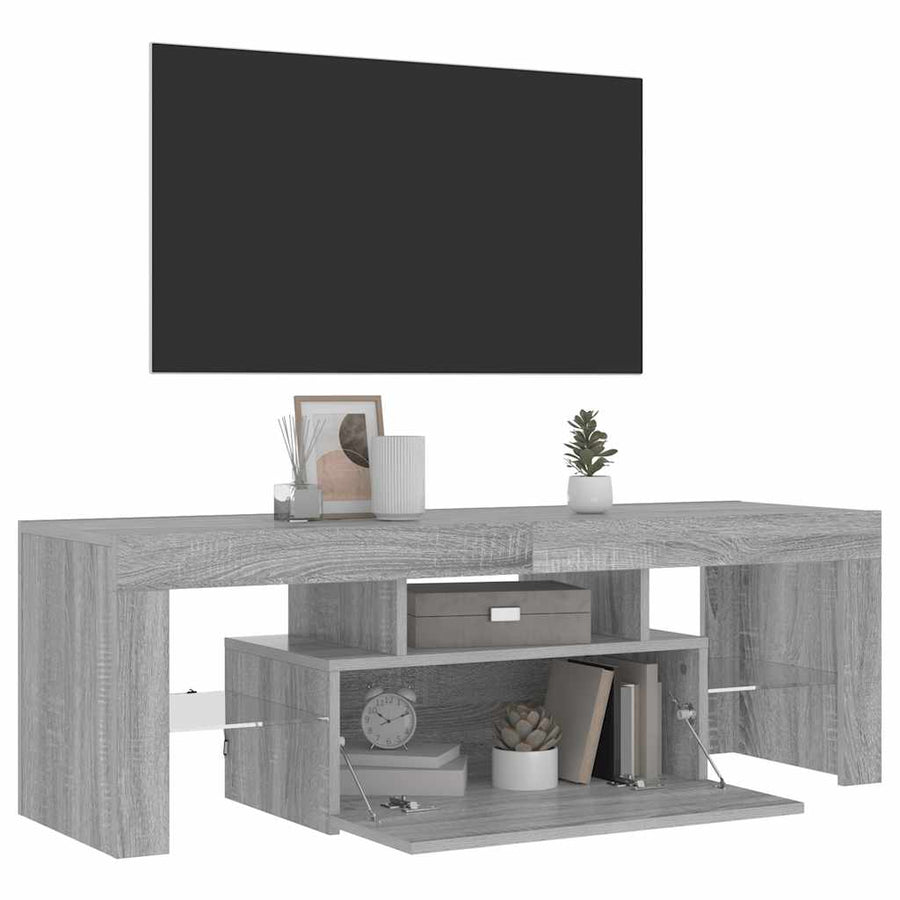 Tv-Meubel Met Led-Verlichting 120X35X40 Cm Grijs Sonoma Eiken