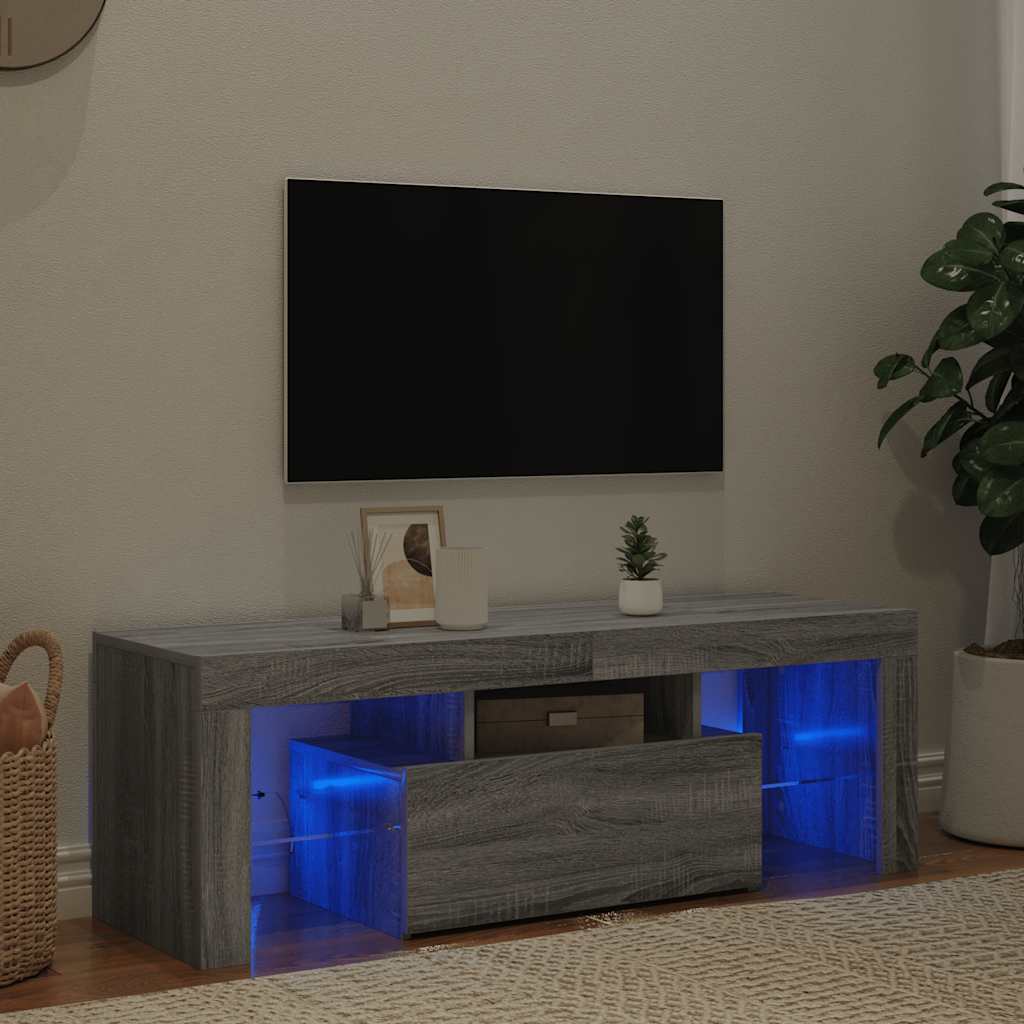 Tv-Meubel Met Led-Verlichting 120X35X40 Cm Grijs Sonoma Eiken
