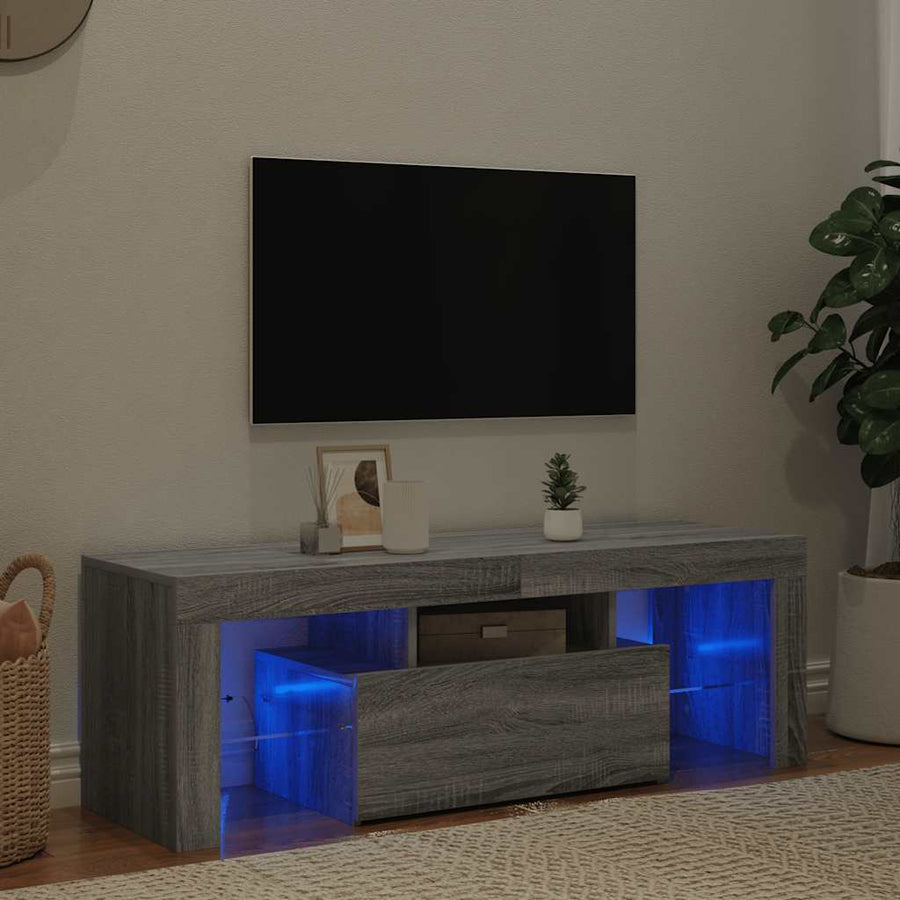 Tv-Meubel Met Led-Verlichting 120X35X40 Cm Grijs Sonoma Eiken