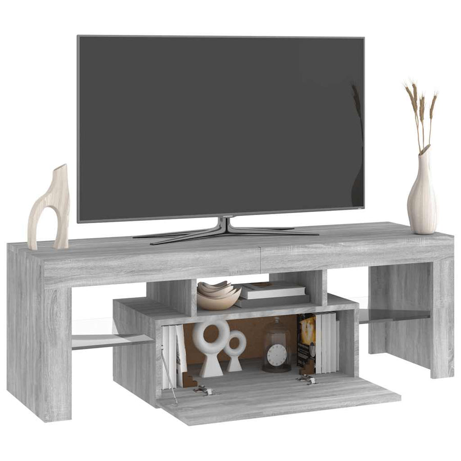 Tv-Meubel Met Led-Verlichting 120X35X40 Cm Grijs Sonoma Eiken