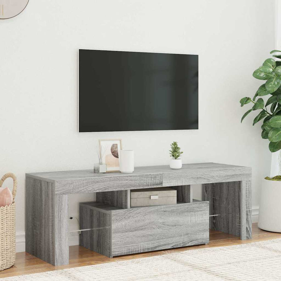 Tv-Meubel Met Led-Verlichting 120X35X40 Cm Grijs Sonoma Eiken
