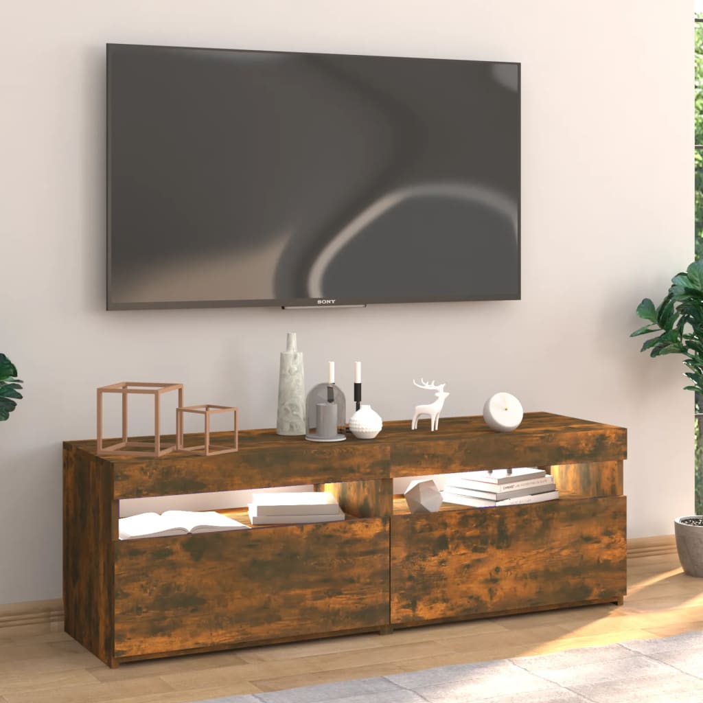 Tv-Meubel Met Led-Verlichting Kleurig 1 120 x 35 x 40 cm Gerookt eiken