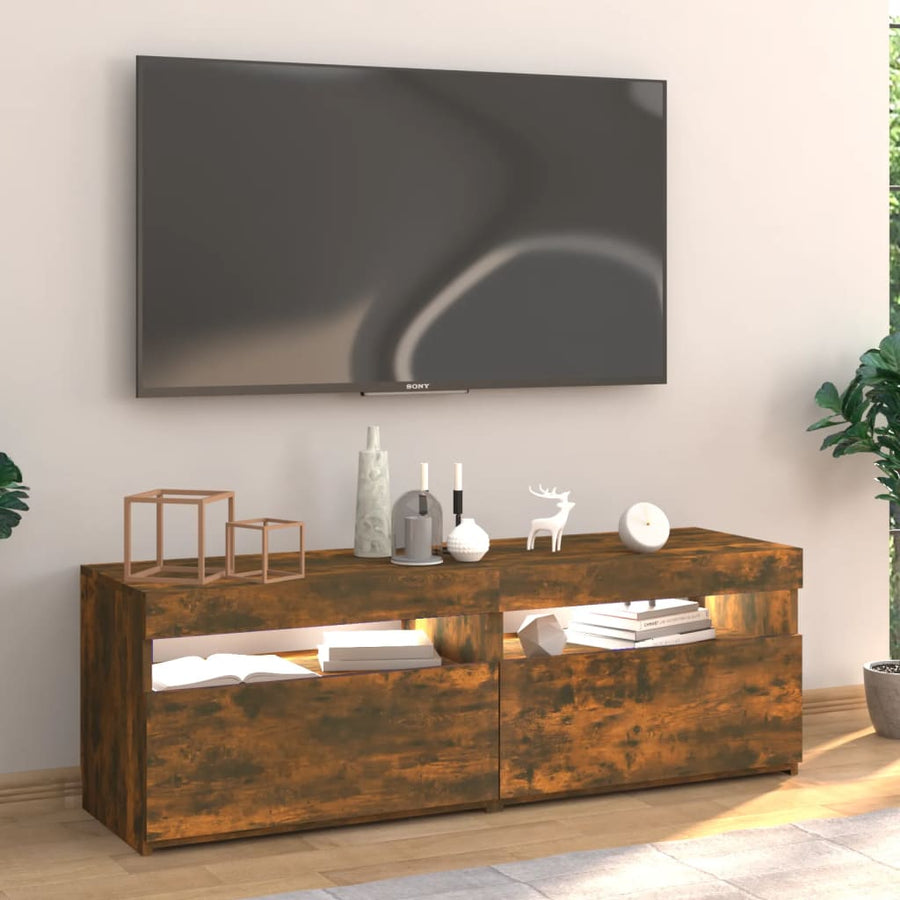 Tv-Meubel Met Led-Verlichting Kleurig 1 120 x 35 x 40 cm Gerookt eiken
