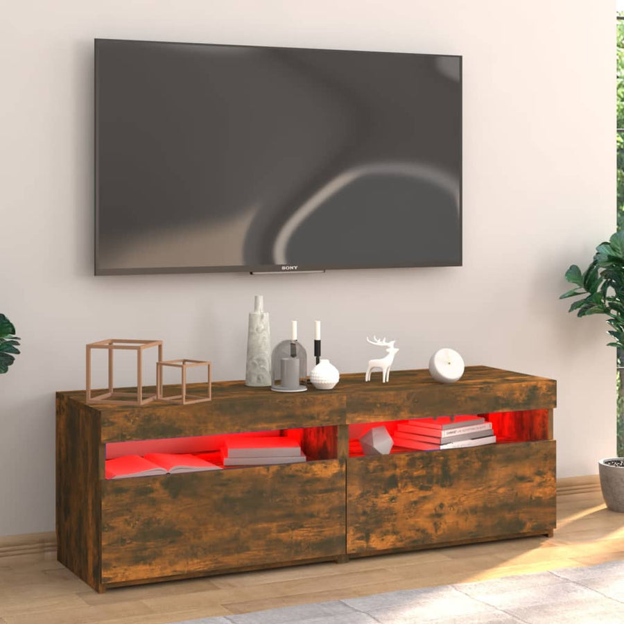 Tv-Meubel Met Led-Verlichting Kleurig 1 120 x 35 x 40 cm Gerookt eiken