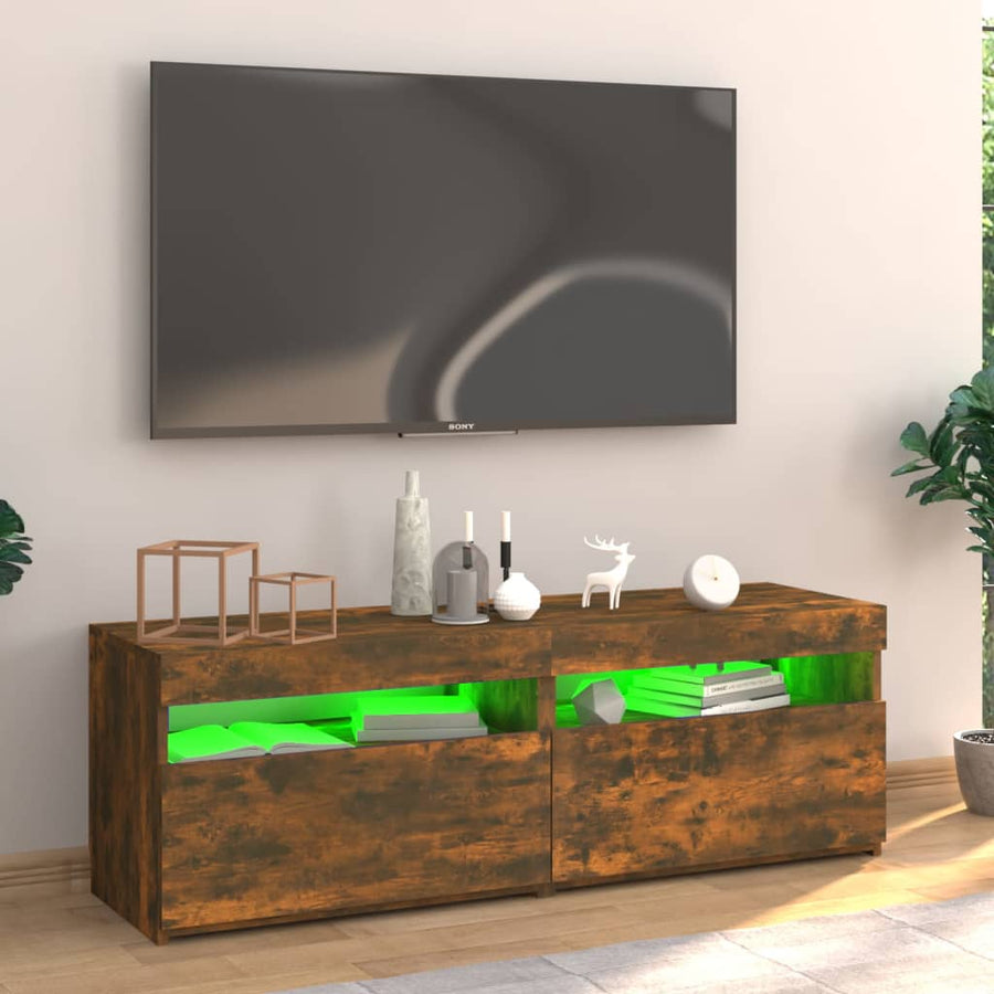 Tv-Meubel Met Led-Verlichting Kleurig 1 120 x 35 x 40 cm Gerookt eiken