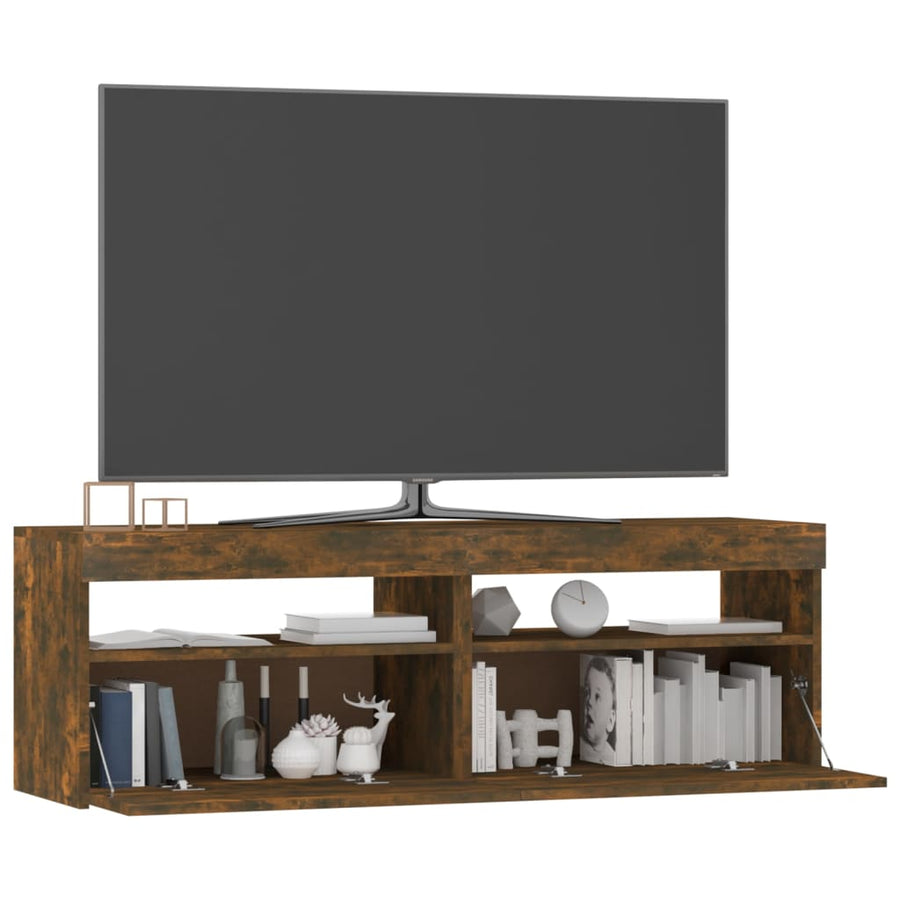 Tv-Meubel Met Led-Verlichting Kleurig 1 120 x 35 x 40 cm Gerookt eiken