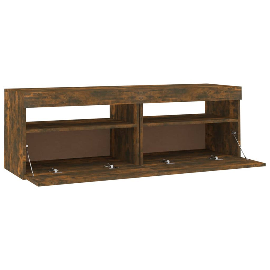 Tv-Meubel Met Led-Verlichting Kleurig 1 120 x 35 x 40 cm Gerookt eiken