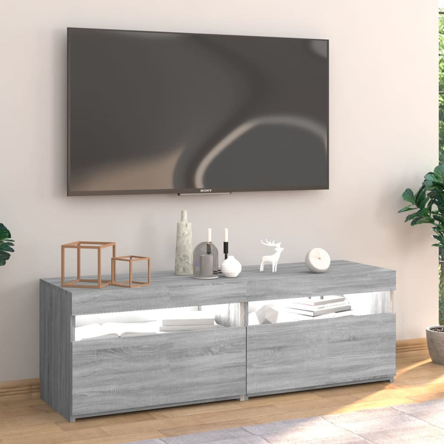 Tv-Meubel Met Led-Verlichting Eiken 1 120 x 35 x 40 cm Grijs sonoma