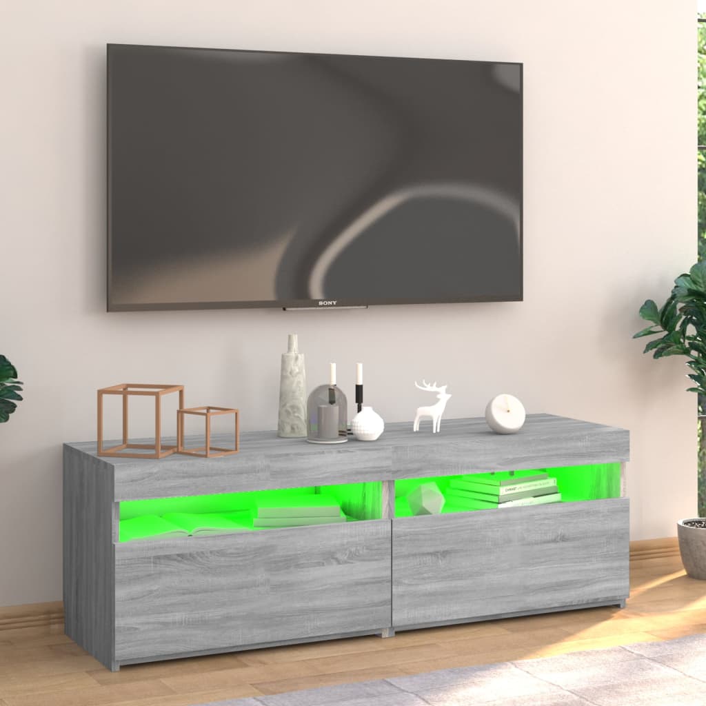 Tv-Meubel Met Led-Verlichting Eiken 1 120 x 35 x 40 cm Grijs sonoma