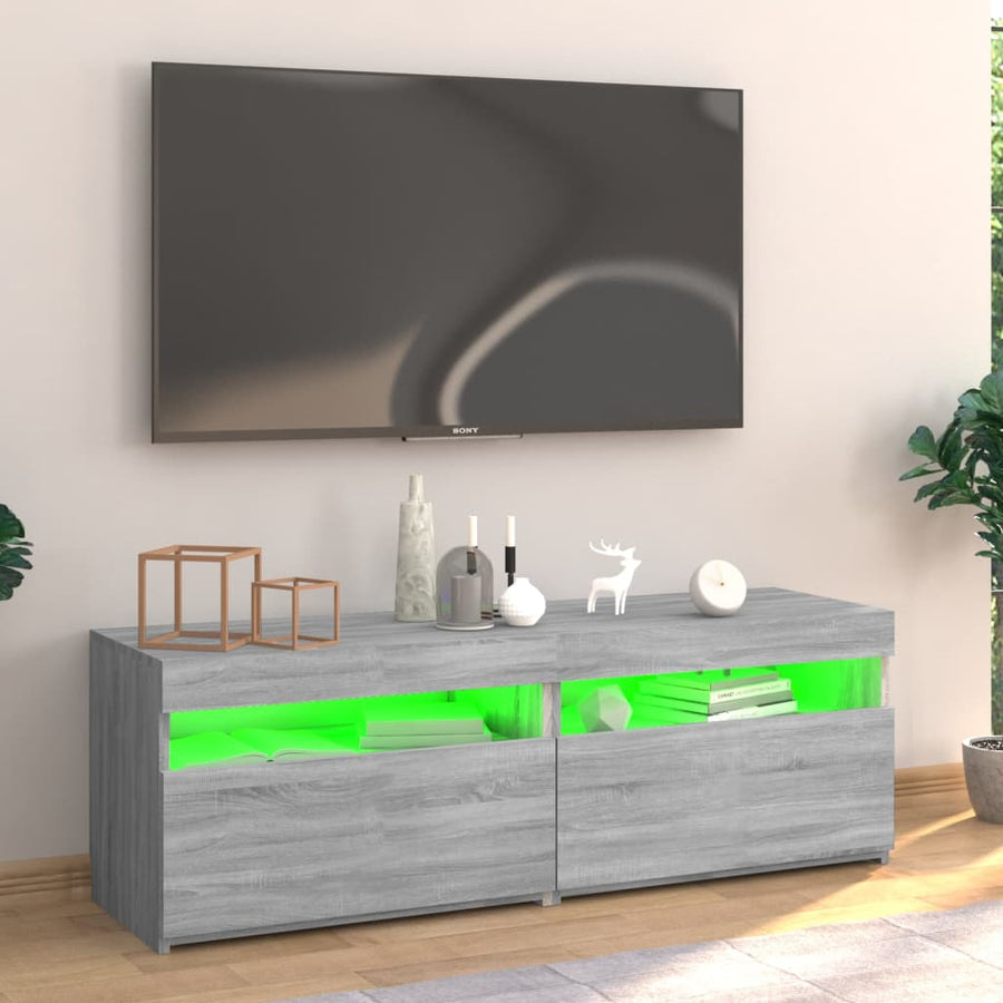 Tv-Meubel Met Led-Verlichting Eiken 1 120 x 35 x 40 cm Grijs sonoma