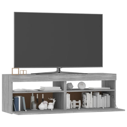 Tv-Meubel Met Led-Verlichting Eiken 1 120 x 35 x 40 cm Grijs sonoma