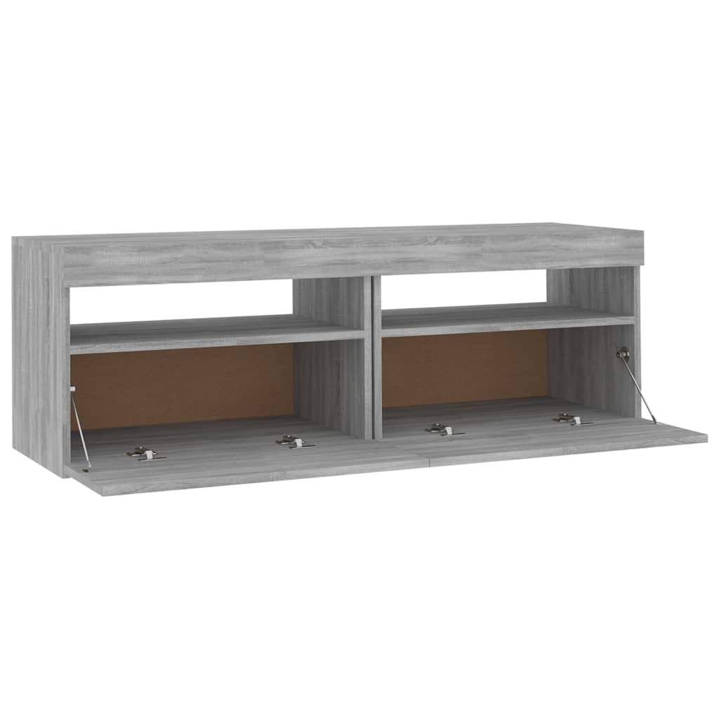 Tv-Meubel Met Led-Verlichting Eiken 1 120 x 35 x 40 cm Grijs sonoma