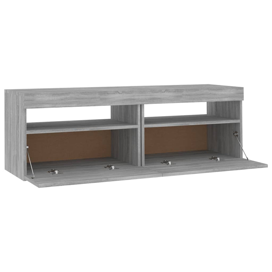 Tv-Meubel Met Led-Verlichting Eiken 1 120 x 35 x 40 cm Grijs sonoma