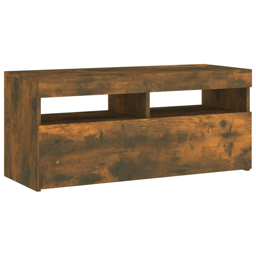 Tv-Meubel Met Led-Verlichting Kleurig 1 90 x 35 x 40 cm Gerookt eiken