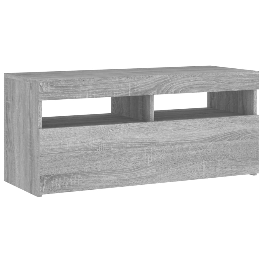Tv-Meubel Met Led-Verlichting Eiken 1 90 x 35 x 40 cm Grijs sonoma