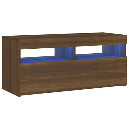 Tv-Meubel Met Led-Verlichting 1 90 x 35 x 40 cm bruin eikenkleur