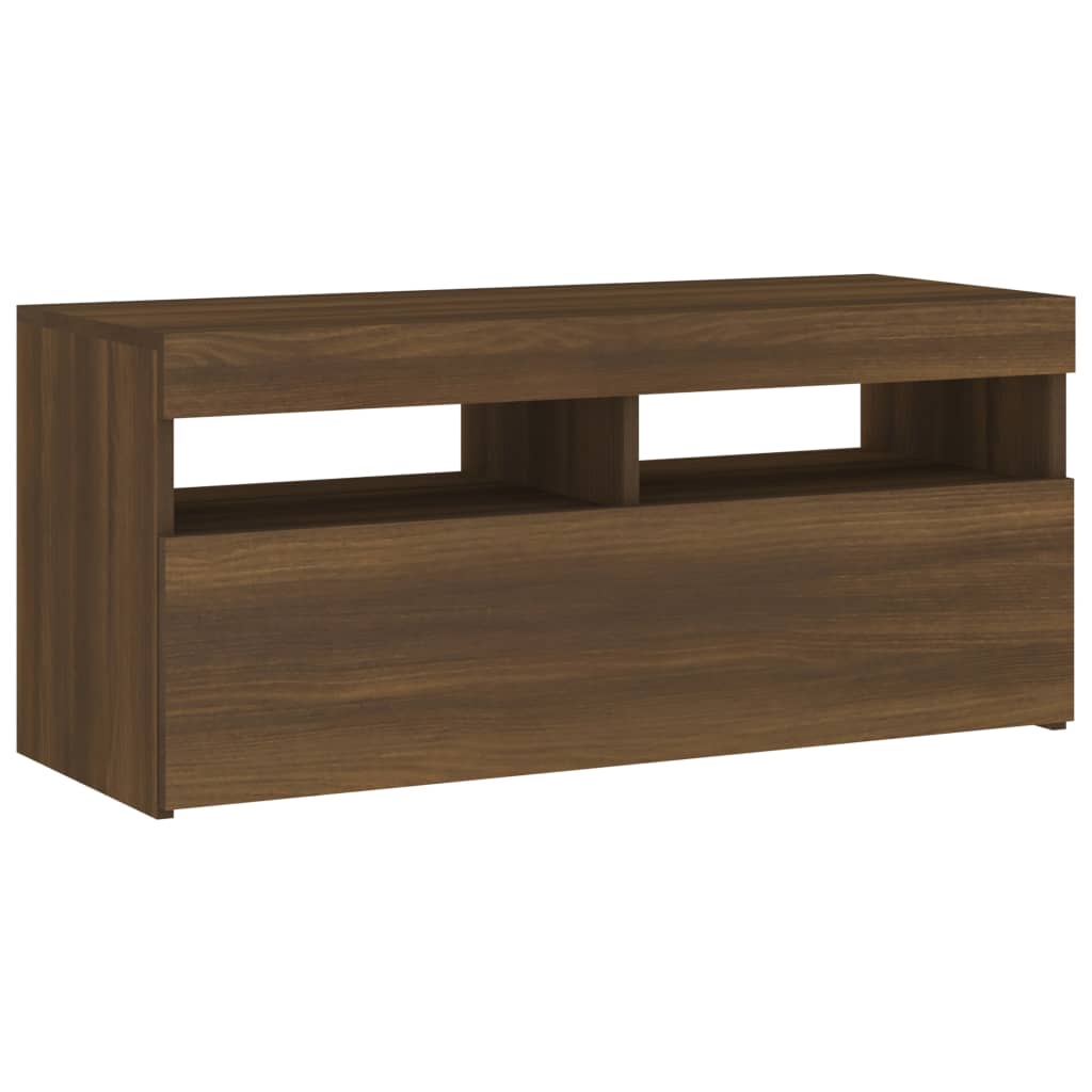 Tv-Meubel Met Led-Verlichting 1 90 x 35 x 40 cm bruin eikenkleur