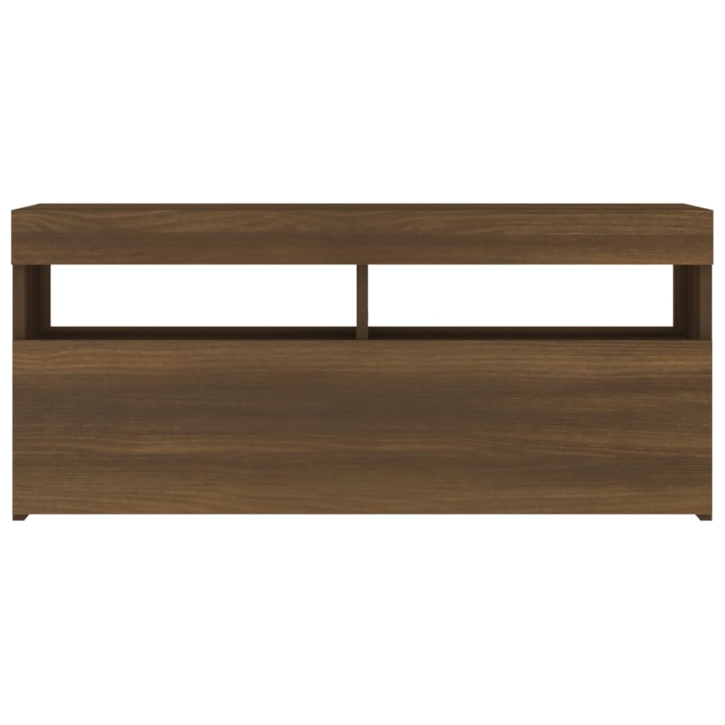Tv-Meubel Met Led-Verlichting 1 90 x 35 x 40 cm bruin eikenkleur
