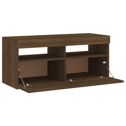 Tv-Meubel Met Led-Verlichting 1 90 x 35 x 40 cm bruin eikenkleur