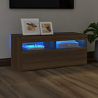 TV Cabinet with LED Lighting 90x35x40 cm Brown Oak Finish