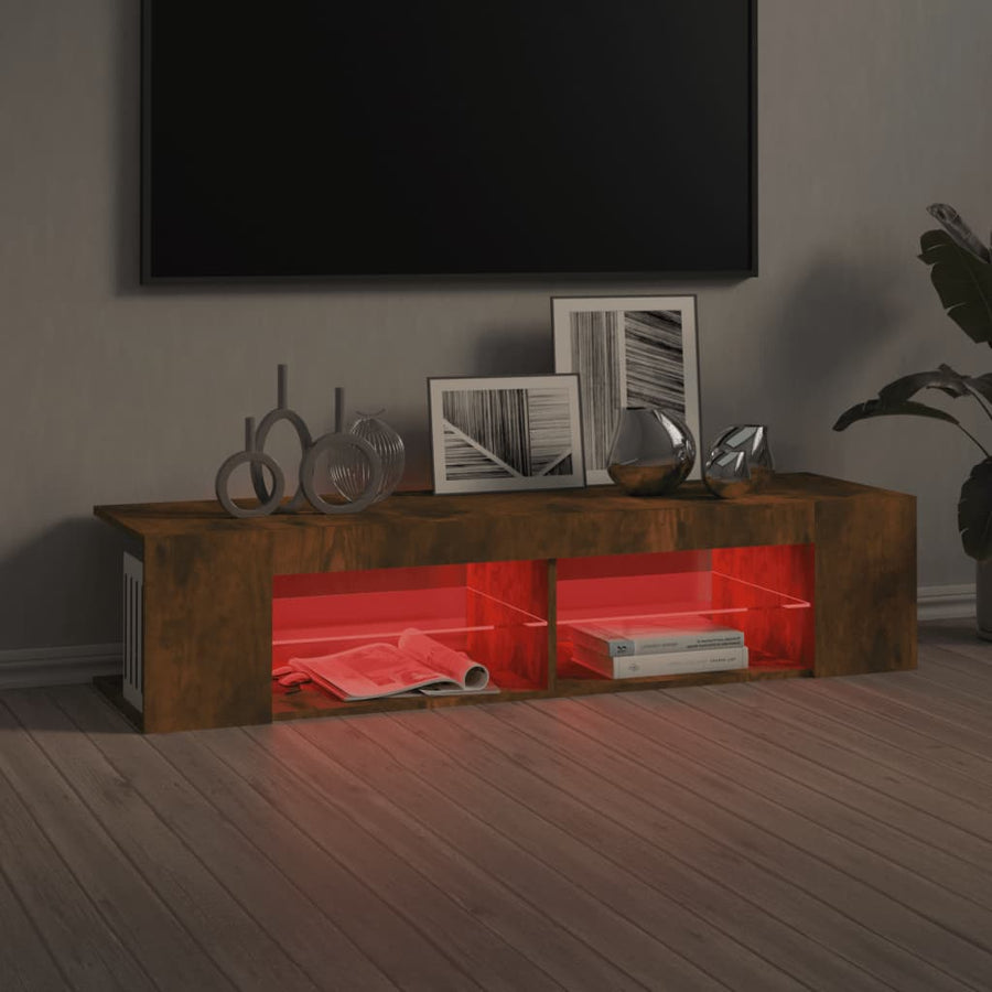 Tv-meubel LED-verlichting 135x39x30 cm gerookt eikenkleurig Gerookt eiken