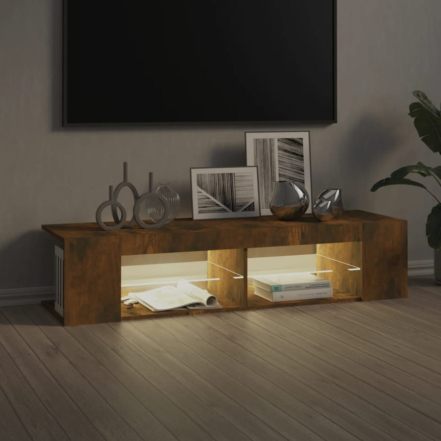 Tv-meubel LED-verlichting 135x39x30 cm gerookt eikenkleurig Gerookt eiken