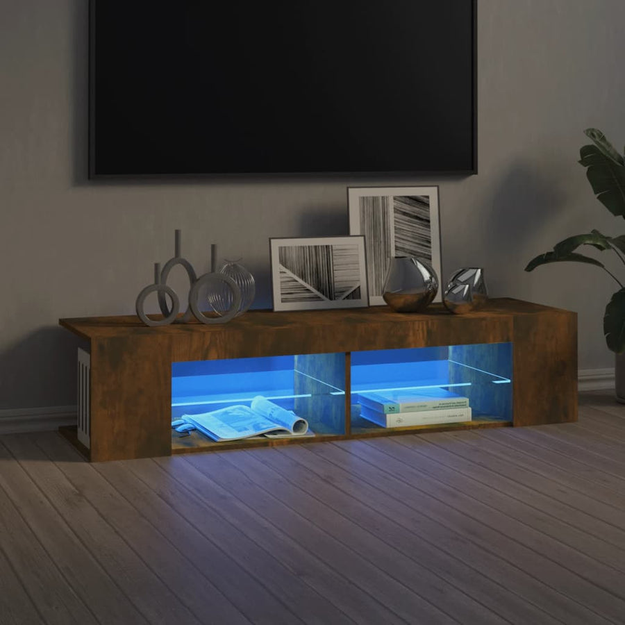 Tv-meubel LED-verlichting 135x39x30 cm gerookt eikenkleurig Gerookt eiken