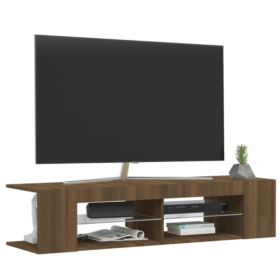 Tv-Meubel Met Led-Verlichting 35X39X30 Cm Bruin Eikenkleur Bruineiken