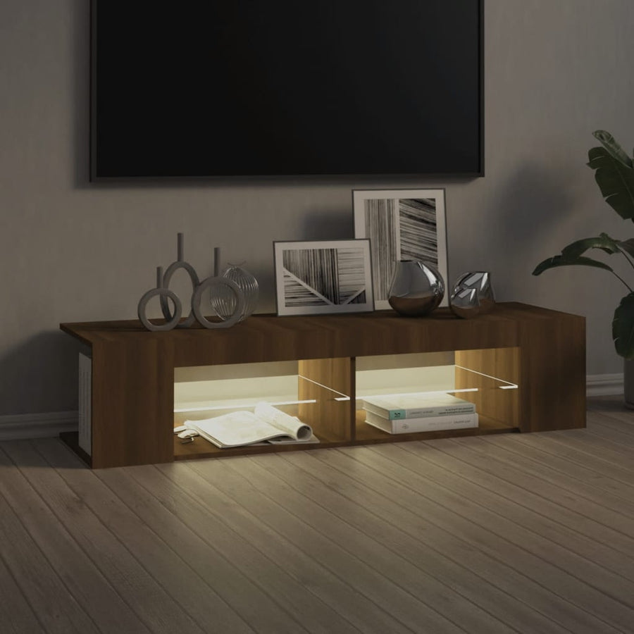 Tv-Meubel Met Led-Verlichting 35X39X30 Cm Bruin Eikenkleur Bruineiken