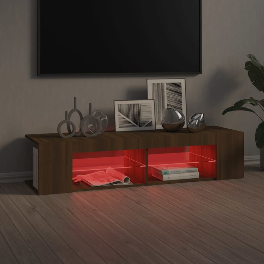 Tv-Meubel Met Led-Verlichting 35X39X30 Cm Bruin Eikenkleur Bruineiken