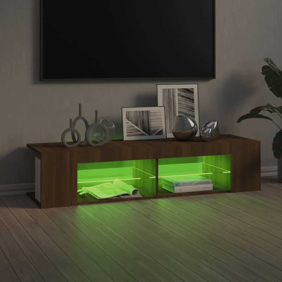 Tv-Meubel Met Led-Verlichting 35X39X30 Cm Bruin Eikenkleur Bruineiken