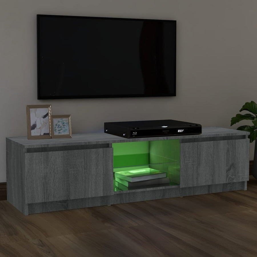 Tv-Meubel Met Led-Verlichting 20X30X35,5 Cm Eiken 120 x 30 x 35.5 cm Grijs sonoma