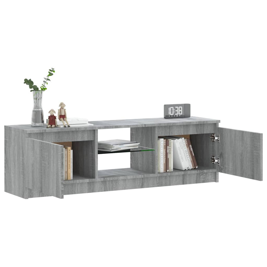 Tv-Meubel Met Led-Verlichting 20X30X35,5 Cm Eiken 120 x 30 x 35.5 cm Grijs sonoma