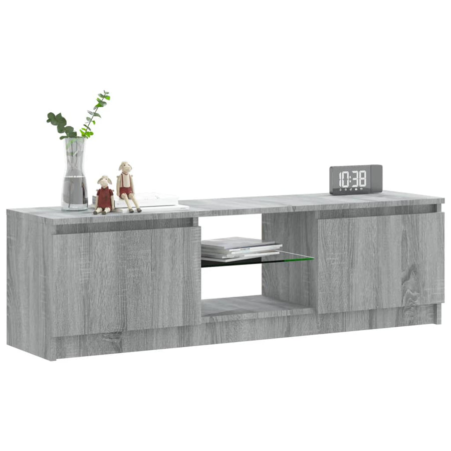 Tv-Meubel Met Led-Verlichting 20X30X35,5 Cm Eiken 120 x 30 x 35.5 cm Grijs sonoma