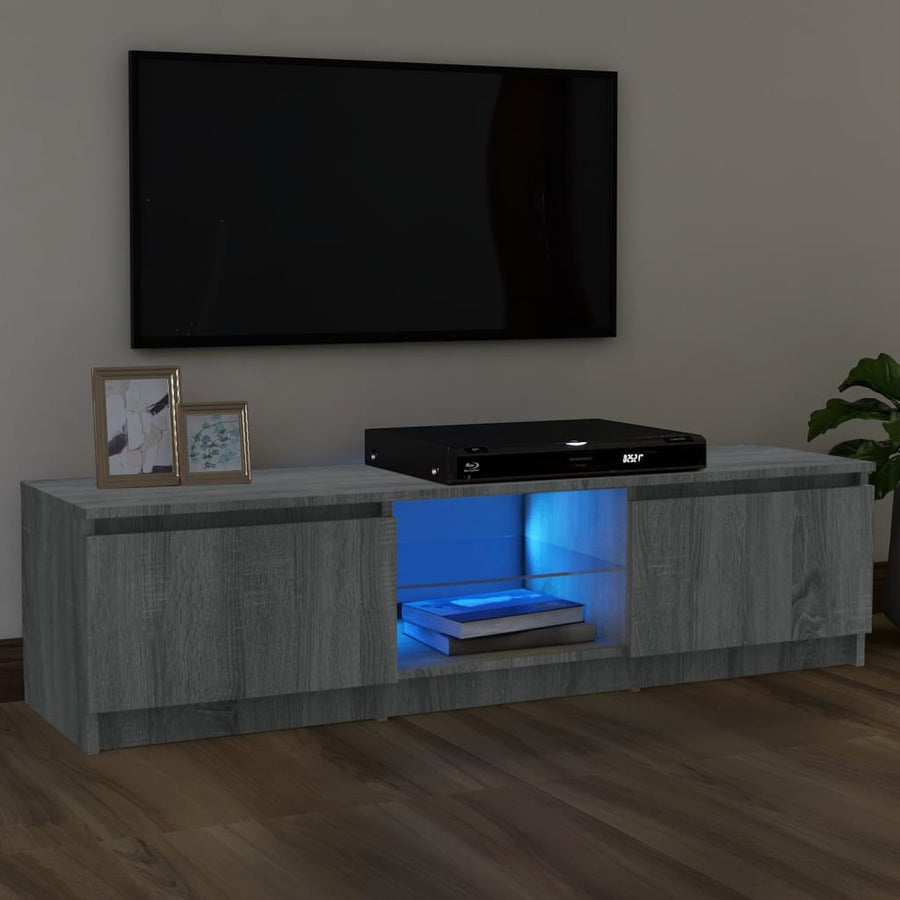 Tv-Meubel Met Led-Verlichting 20X30X35,5 Cm Eiken 120 x 30 x 35.5 cm Grijs sonoma