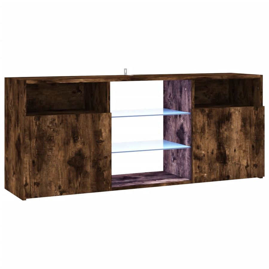 Tv-meubel met LED-verlichting 120x30x50 cm gerookt eikenkleurig Gerookt eiken
