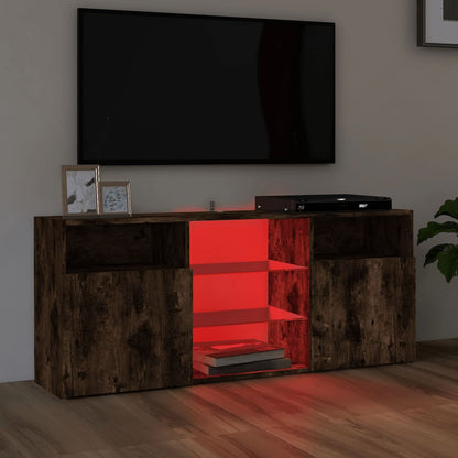 Tv-meubel met LED-verlichting 120x30x50 cm gerookt eikenkleurig Gerookt eiken