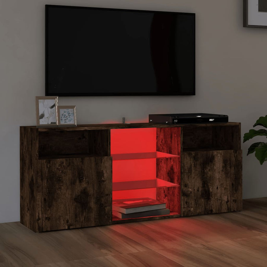 Tv-meubel met LED-verlichting 120x30x50 cm gerookt eikenkleurig Gerookt eiken