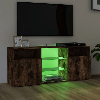 Tv-meubel met LED-verlichting 120x30x50 cm gerookt eikenkleurig Gerookt eiken