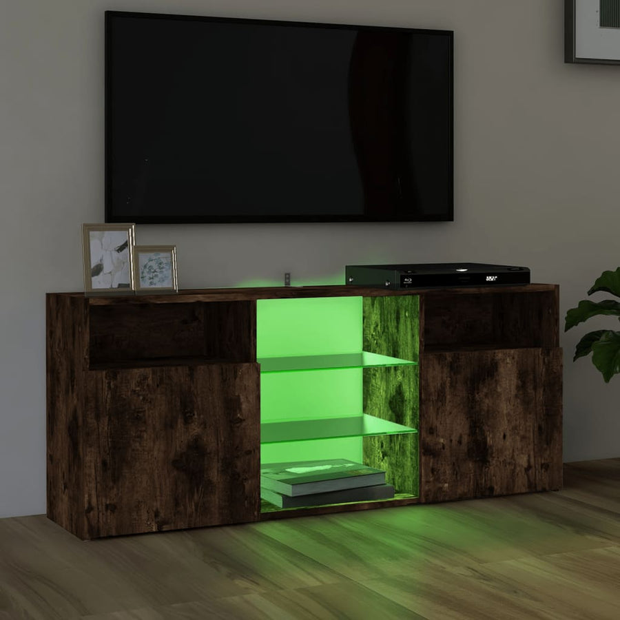Tv-meubel met LED-verlichting 120x30x50 cm gerookt eikenkleurig Gerookt eiken