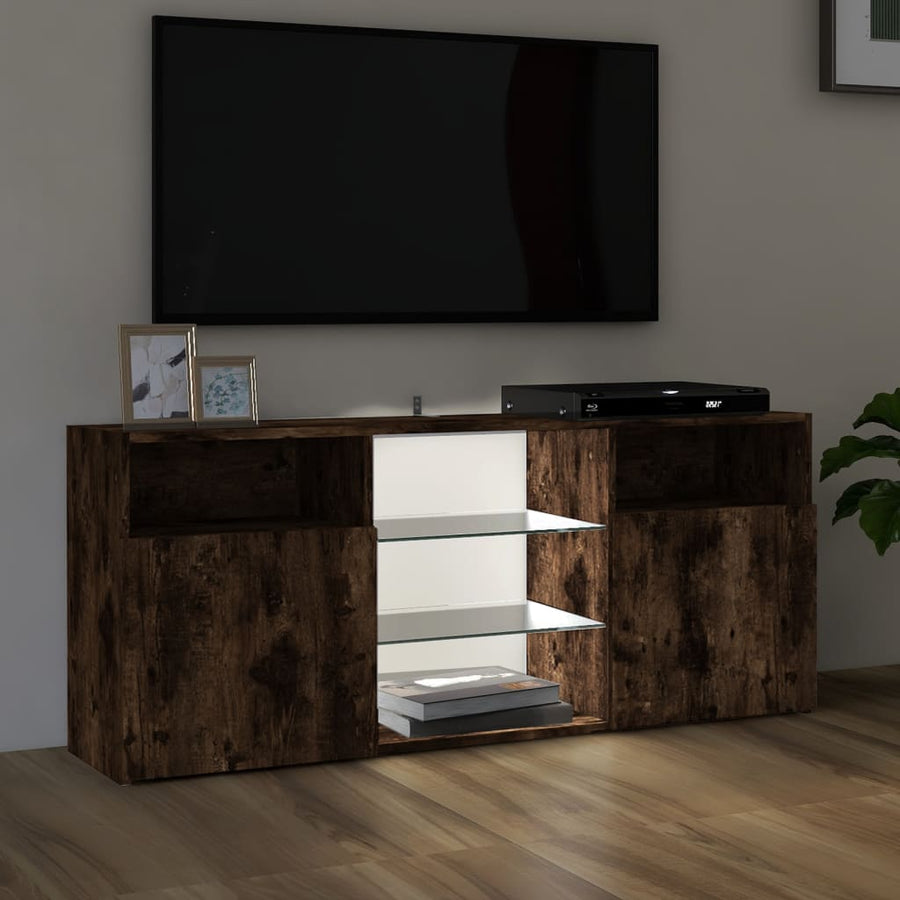 Tv-meubel met LED-verlichting 120x30x50 cm gerookt eikenkleurig Gerookt eiken
