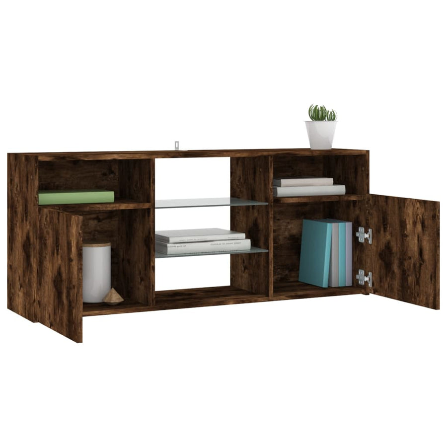 Tv-meubel met LED-verlichting 120x30x50 cm gerookt eikenkleurig Gerookt eiken