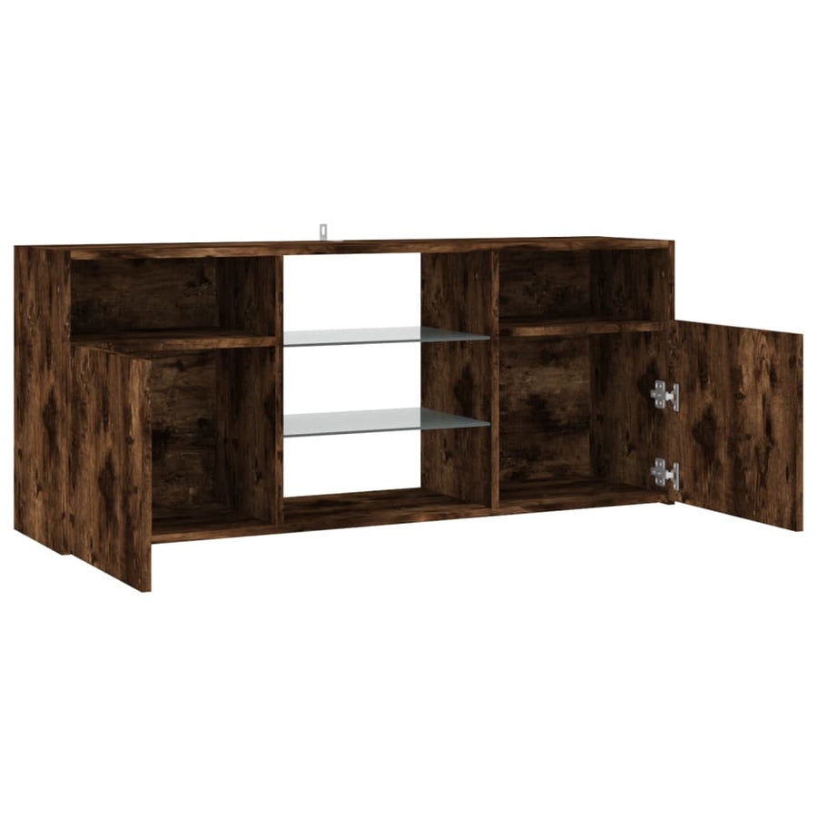 Tv-meubel met LED-verlichting 120x30x50 cm gerookt eikenkleurig Gerookt eiken
